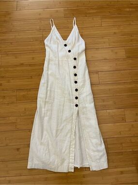 Urban Outfitters Spaghetti-Strap White Button-Front Maxi Dress